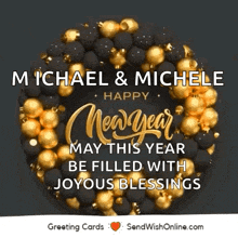 michael and michele happy new year may this year be filled with joyous blessings greeting card