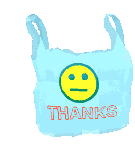 Thanks Plastic Bag Sticker - Thanks Plastic Bag Smiley Face Stickers