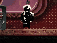 a pixel art drawing of a man in a suit