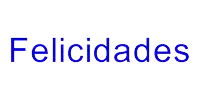 the word felicidades that is blue on a white background