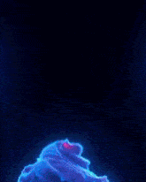 a painting of blue and pink smoke coming out of a tube