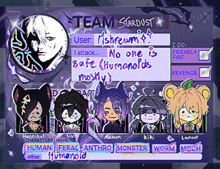 a screenshot of a game called team stardust with a bunch of characters