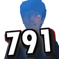 a pixelated image of a man with glasses and the number 791 behind him