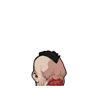 a cartoon of a man with a bloody face holding a bloody knife