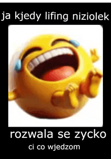 a smiley face is laughing with tears coming out of its eyes .
