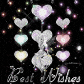 a fairy is sitting on a heart with the words best wishes written below it