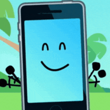 a cell phone with a smiling face on it