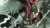 a drawing of thor flying through the air