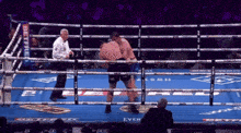 two boxers in a boxing ring with a sign that says betfree on it
