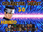 a character select screen for a video game shows hayato