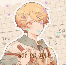 a drawing of a boy with the words soy de tuli written on it
