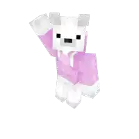 a minecraft character is wearing a pink hoodie and waving