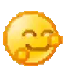 a pixel art smiley face with its eyes closed and a smile on it .