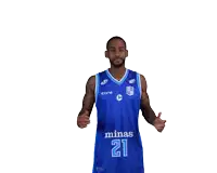 a man wearing a blue minas 21 jersey
