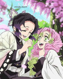 Shinyu And Mitsuru Smile Softly And Happily Under A Cherry Tree GIF