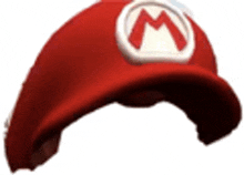 a red hat with a white m on it