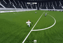 a soccer game is being played on a field and the score is 5-5