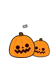 a cartoon bear with pumpkins and the word boo on it
