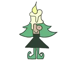 a cartoon drawing of a woman in a green dress with a smoke coming out of her mouth