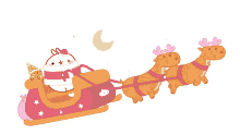 santa claus reindeer running flying sled