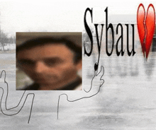 a blurry picture of a man with sybau written on the bottom