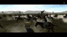 a screenshot of a video game shows a large army on horseback