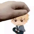 a pixel art of a person putting a blanket on top of a small boy .