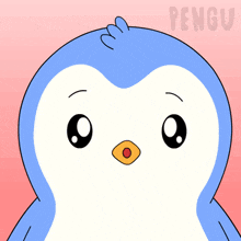 a penguin with a surprised look on its face