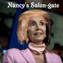 a picture of nancy 's salon-gate with a wig on