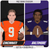 baltimore and cincinnati are playing at m & t bank stadium on october 24