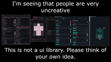 a computer screen with the words i 'm seeing that people are very uncreative