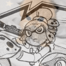 a black and white drawing of a cartoon character holding a gun .