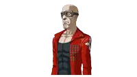 a man wearing glasses and a red jacket has a speech bubble coming out of his mouth