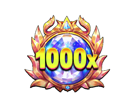 a colorful emblem with the number 1000x in yellow letters