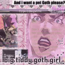 a picture of a man with the words and i want a pet goth please type negative