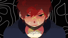 a drawing of a boy with the name sophie written on his chest