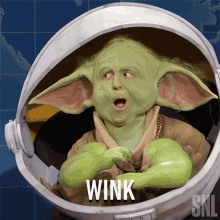 Wink Baby Yoda GIF - Wink Baby Yoda Saturday Night Live GIFs
