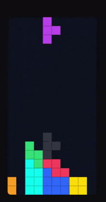 a colorful tetris game is being played on a black screen