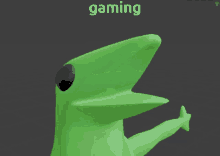 a 3d model of a green frog with the word gaming above it