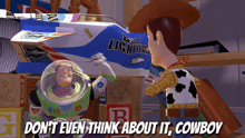 buzz lightyear and woody from toy story are talking
