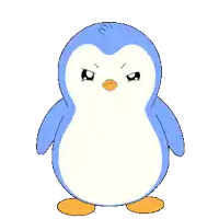 an angry penguin is surrounded by flames and the word ping is visible
