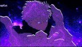 a drawing of a person with purple lightning coming out of their hands with apcut written on the bottom