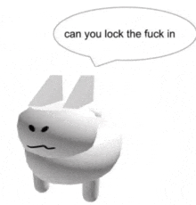 a white bunny with a speech bubble that says `` can you lock the fuck in ''