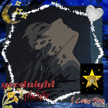 a picture of a man with wings and the words goodnight michelle