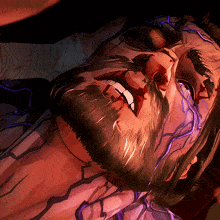 a cartoon of a man with a beard and bandages on his face