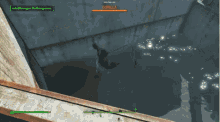 a screenshot of a video game shows a character named grimma in the water