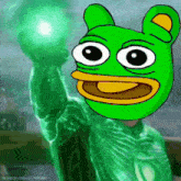 a statue of liberty with a green frog on it 's head