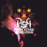a poster for pinoy stage revolution shows a woman with lightning behind her