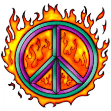 peace fire symbol logo flames