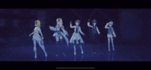 a group of anime characters are dancing together